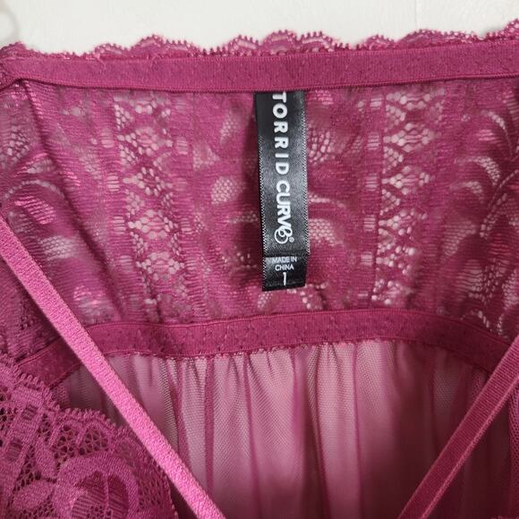Torrid Nightie Women 1X Sexy Spaghetti Strap Floral Lace Fairy Core Nightgown - Picture 9 of 15